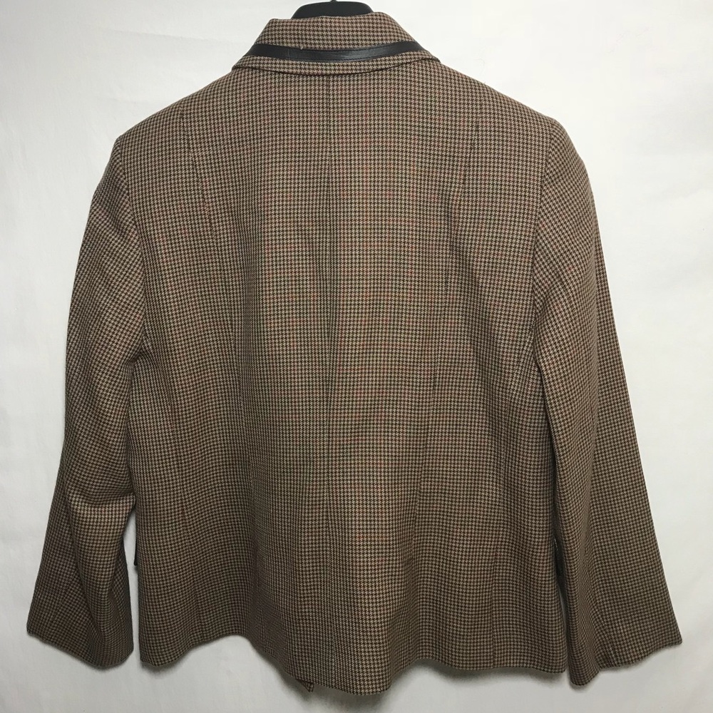Vtg Pendleton Small Houndstooth With Leather Trim - image 4
